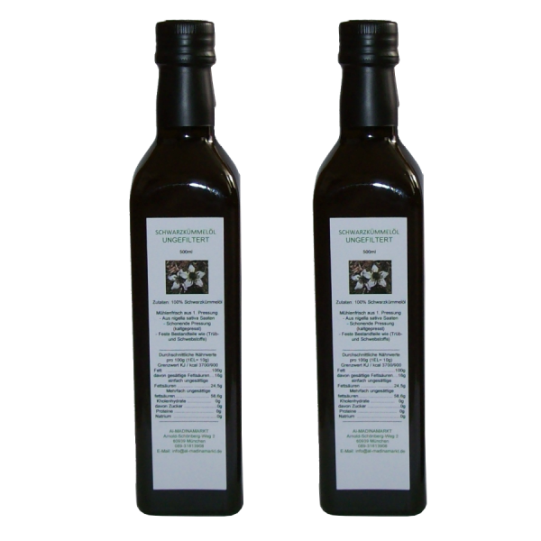 Schwarzkümmelöl (ungefiltert) 2 x 500 ml