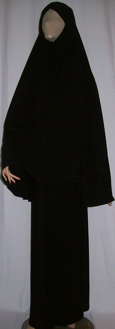 zweiteiliger Burka schwarz XL - 143 Länge