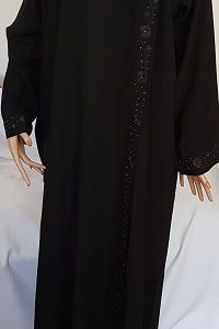 Abaya-schwarz-bestickt L